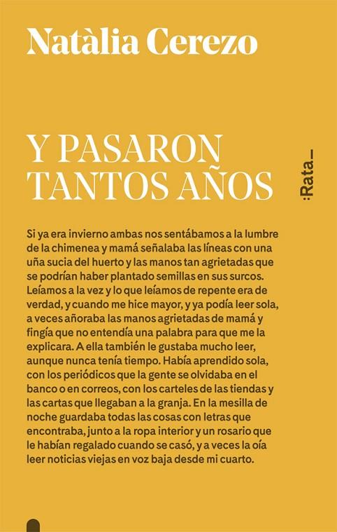 Y PASARON TANTOS AÑOS | 9788416738052 | CEREZO, NATÀLIA | Llibreria Ombra | Llibreria online de Rubí, Barcelona | Comprar llibres en català i castellà online