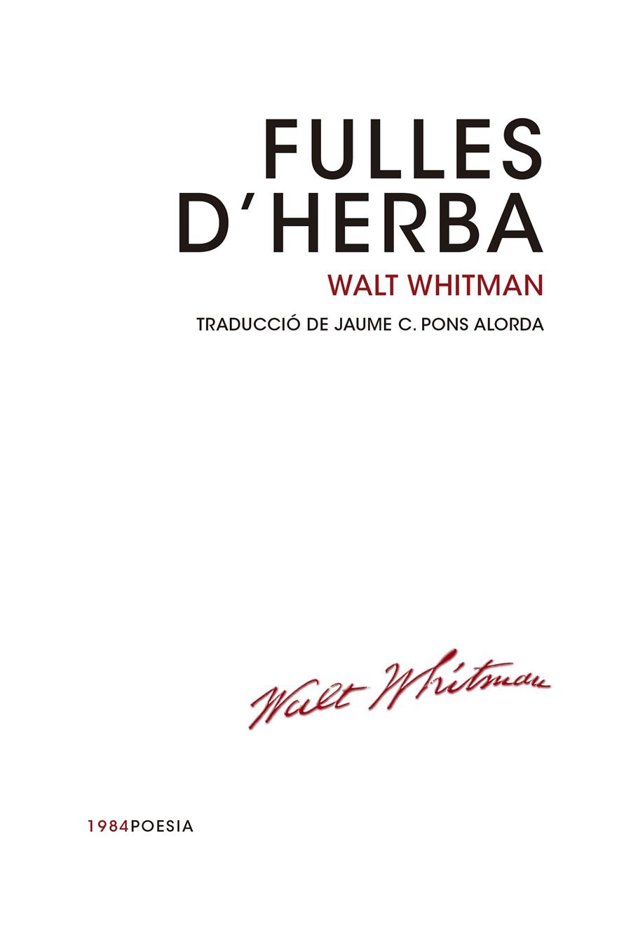 FULLES D'HERBA | 9788415835301 | WHITMAN, WALT | Llibreria Ombra | Llibreria online de Rubí, Barcelona | Comprar llibres en català i castellà online