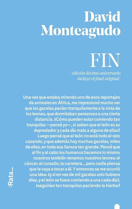 FIN | 9788416738557 | MONTEAGUDO, DAVID | Llibreria Ombra | Llibreria online de Rubí, Barcelona | Comprar llibres en català i castellà online