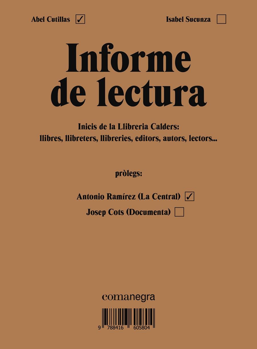 INFORME DE LECTURA | 9788416605804 | CUTILLAS ALBERICH, ABEL / SUCUNZA ALFONSO, ISABEL | Llibreria Ombra | Llibreria online de Rubí, Barcelona | Comprar llibres en català i castellà online
