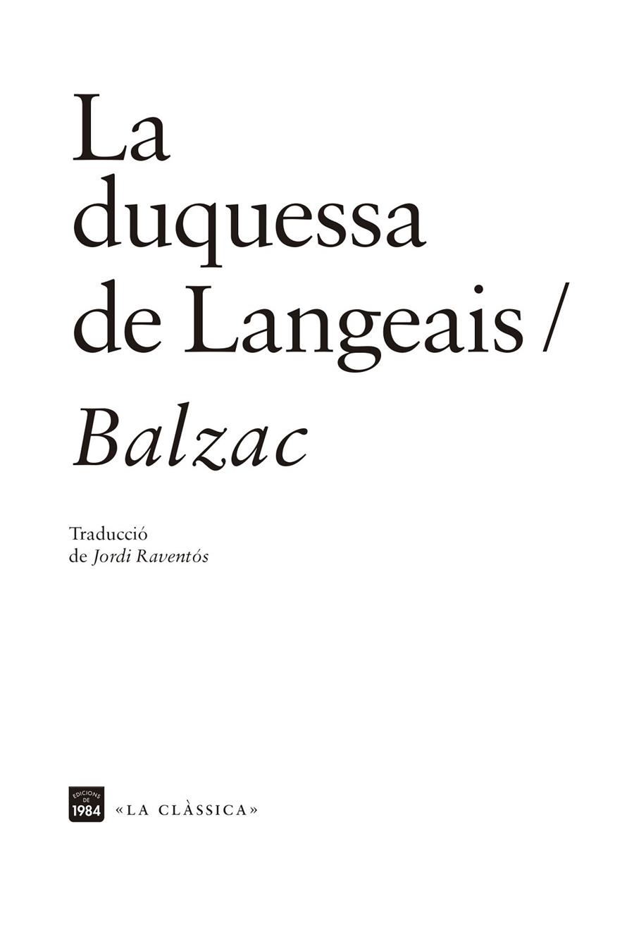 LA DUQUESSA DE LANGEAIS | 9788418858161 | BALZAC, HONORÉ DE | Llibreria Ombra | Llibreria online de Rubí, Barcelona | Comprar llibres en català i castellà online