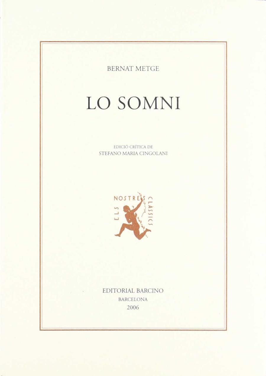LO SOMNI | 9788472267206 | METGE, BERNAT | Llibreria Ombra | Llibreria online de Rubí, Barcelona | Comprar llibres en català i castellà online