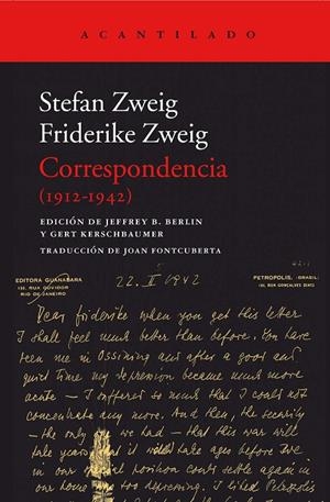 CORRESPONDENCIA (1912-1942) | 9788416748181 | ZWEIG, STEFAN/ZWEIG, FRIEDERICKE | Llibreria Ombra | Llibreria online de Rubí, Barcelona | Comprar llibres en català i castellà online
