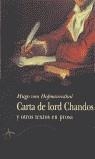CARTA DE LORD CHANDOS | 9788484280941 | HOFFMANSTHAL, HUGO VON | Llibreria Ombra | Llibreria online de Rubí, Barcelona | Comprar llibres en català i castellà online