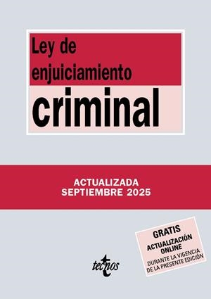 LEY DE ENJUICIAMIENTO CRIMINAL | 9788430993185 | EDITORIAL TECNOS | Llibreria Ombra | Llibreria online de Rubí, Barcelona | Comprar llibres en català i castellà online
